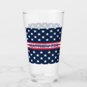 USA Stars Stripes Script Monogram Dazzling Glas (Voorkant)
