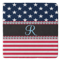 USA Stars Stripes Script Monogram Dazzling