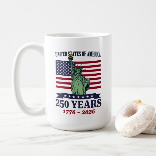 USA Statue of Liberty 250 Years 1776-2026 Koffiemok (Met donut)