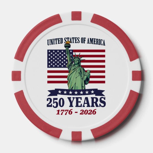 USA Statue of Liberty 250 Years 1776-2026 Poker Chips (Voorkant)