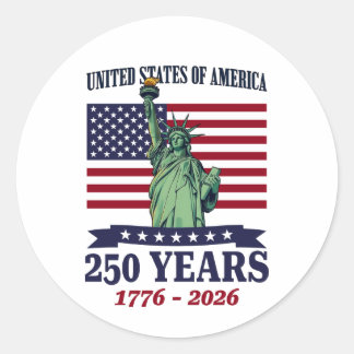 USA Statue of Liberty 250 Years 1776-2026 Ronde Sticker