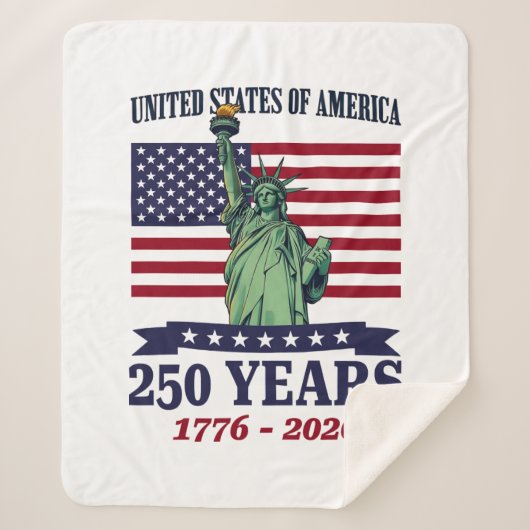 USA Statue of Liberty 250 Years 1776-2026 Sherpa Deken (Voorkant)