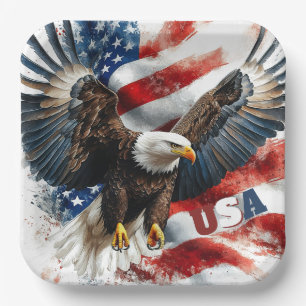 USA Stekelarend Patriottische Kunst – Krachtige Am Papieren Bordje
