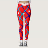 USA Sterren en strepen op ROOD Leggings (Voorkant)