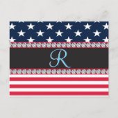 USA Sterren en Stripes Diamond Monogram Briefkaart (Voorkant)