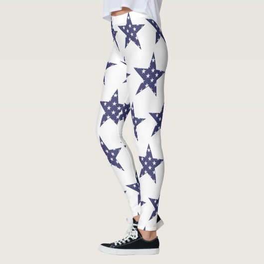 USA Sterren Patroon Blauw Patriotisch Leggings (Links)