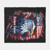 USA Sterren & Strips Vlag Kale Arend & Rozen Fleece Deken (Voorkant (Horizontaal))