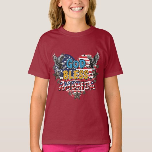 USA Strong God Bless America T-shirt design (Voorkant)