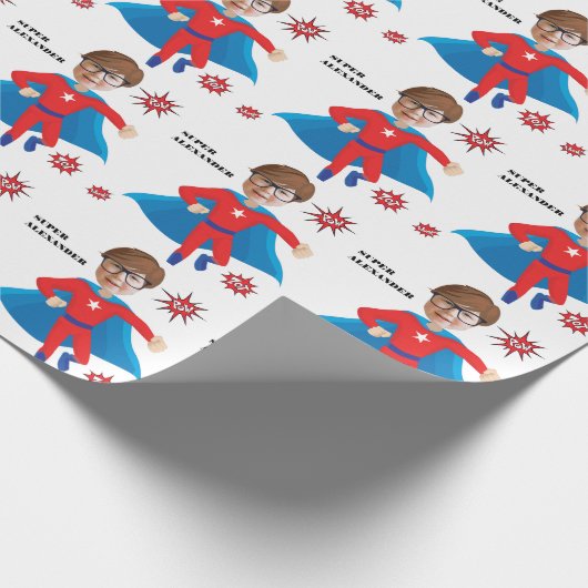 USA Superheld Jongen Fab Verjaardag Geweldig Cadeaupapier (Hoek)