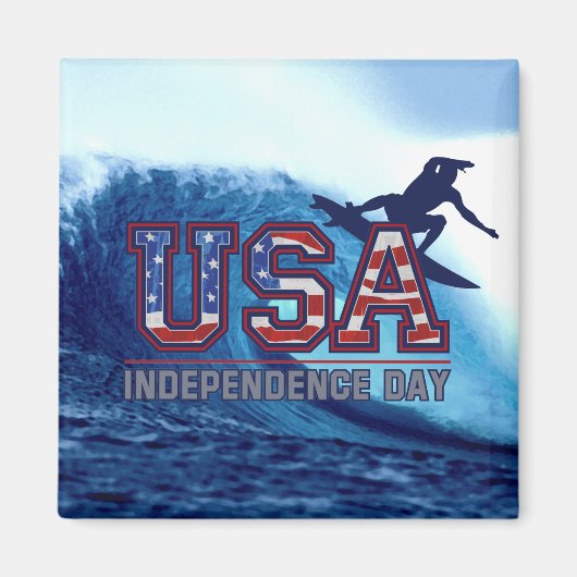 USA Surfer Independence Day Magneten (Voorkant)