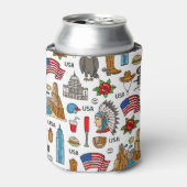 USA Symbolen Naadloos Patroon Blikjeskoeler (Blikje Voorkant)