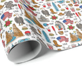 USA Symbolen  Naadloos Patroon Cadeaupapier (Rol Hoek)