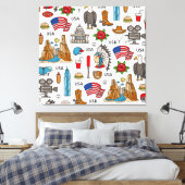 USA Symbolen Naadloos Patroon Canvas Afdruk (Insitu (Slaapkamer))