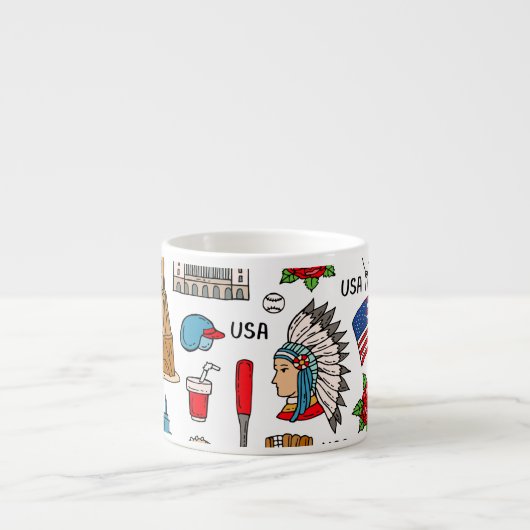 USA Symbolen  Naadloos Patroon Espresso Kop (Voorkant)