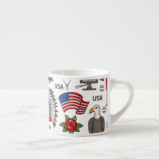 USA Symbolen  Naadloos Patroon Espresso Kop (Rechts)