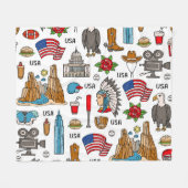 USA Symbolen Naadloos Patroon Fleece Deken (Voorkant (Horizontaal))