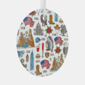 USA Symbolen  Naadloos Patroon Glas Ornament (Voorkant Rechts)