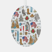 USA Symbolen  Naadloos Patroon Glas Ornament (Voorkant links)