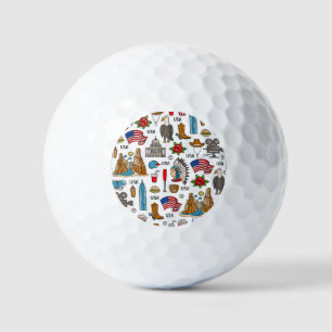 USA Symbolen Naadloos Patroon Golfballen