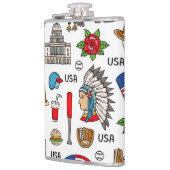 USA Symbolen Naadloos Patroon Heupfles (Links)