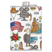 USA Symbolen Naadloos Patroon Heupfles (Achterkant)