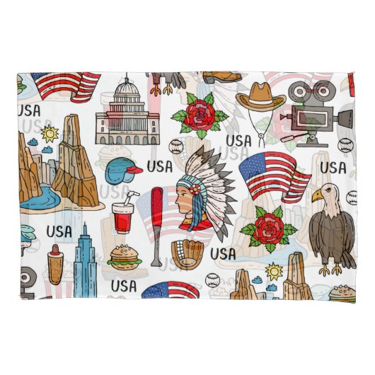 USA Symbolen Naadloos Patroon Kussensloop (Voorkant)