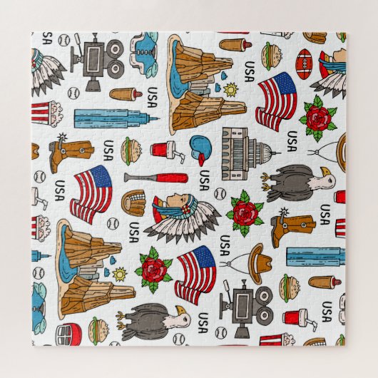 USA Symbolen  Naadloos Patroon Legpuzzel (Horizontaal)