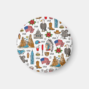 USA Symbolen Naadloos Patroon Magneet