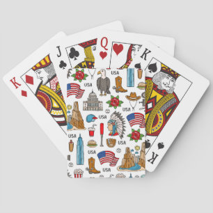 USA Symbolen Naadloos Patroon Pokerkaarten