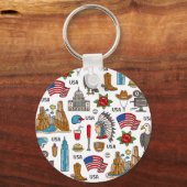 USA Symbolen  Naadloos Patroon Sleutelhanger (Voorkant)