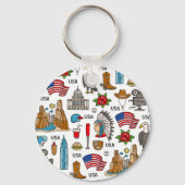 USA Symbolen  Naadloos Patroon Sleutelhanger (Achterkant)
