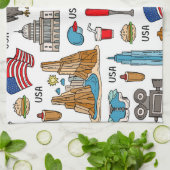 USA Symbolen  Naadloos Patroon Theedoek (Gevouwen)