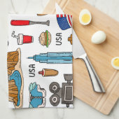 USA Symbolen  Naadloos Patroon Theedoek (Quarter Fold)
