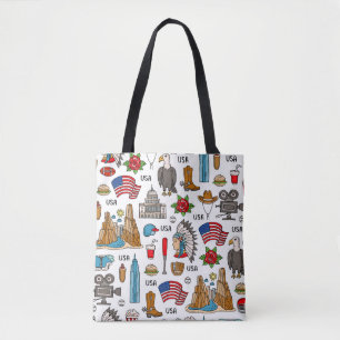 USA Symbolen Naadloos Patroon Tote Bag