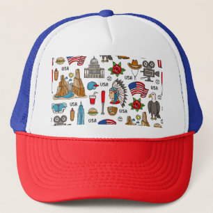 USA Symbolen Naadloos Patroon Trucker Pet
