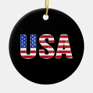 USA T-shirt Patriotische Amerikaanse Vlag Mannen V Keramisch Ornament