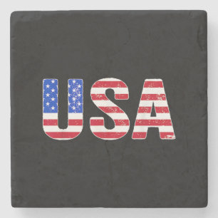 USA T-shirt Patriotische Amerikaanse Vlag Mannen V Stenen Onderzetter