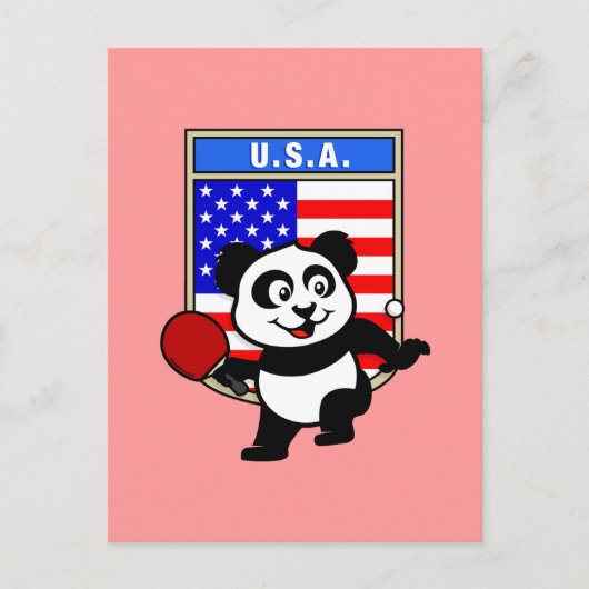 USA Table Tennis Panda Briefkaart (Voorkant)