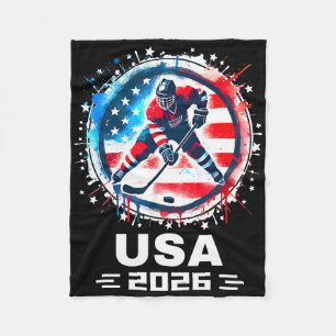 Usa Team 2026 Hockey Amerikaanse Vlag Vrouwen Mann Fleece Deken