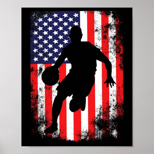 USA Team Basketbalsupporter American Patriotic F Poster (Voorkant)