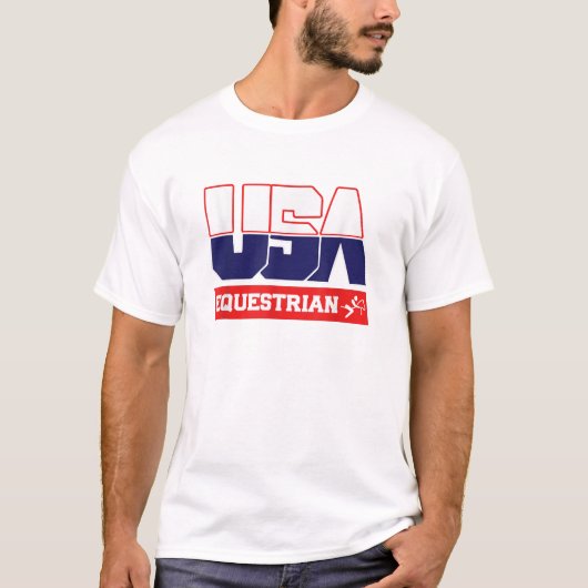 USA Team Equestrian mannen vrouwen Amerikaanse spo T-shirt (Voorkant)