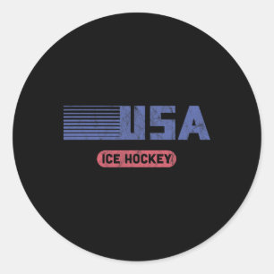 Usa Team Sport Retro Usa Team Amerikaans IJshockey Ronde Sticker