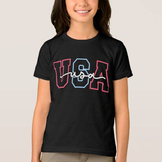 USA Tekst 4th of July Design-62118 Tri-Blend Shirt (Voorkant)
