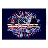 USA tekst vlag vuurwerk Gelukkige 4th van juli kaa (Voorkant Horizontaal)