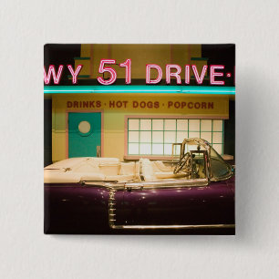 USA, Tennessee, Memphis: Elvis Presley Vierkante Button 5,1 Cm