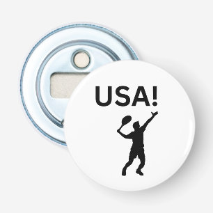 USA tennisser met stip als bal Button Flesopener