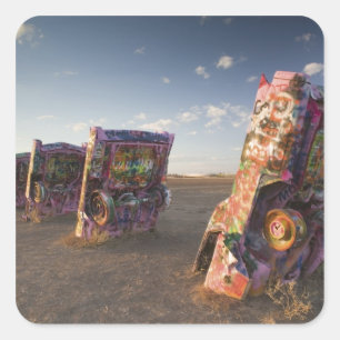 USA, TEXAS, Panhandle Area, Amarillo: Cadillac 2 Vierkante Sticker