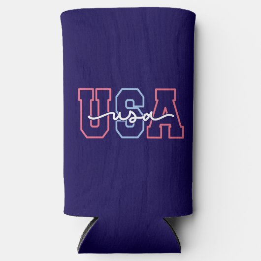 USA Text 4th Of July Design-62118 Seltzer Blikjeskoeler (Voorkant)