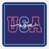 USA Text 4th Of July Design-62118 Vierkante Sticker (Voorkant)