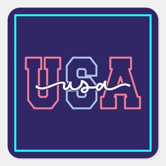 USA Text 4th Of July Design-62118 Vierkante Sticker (Voorkant)